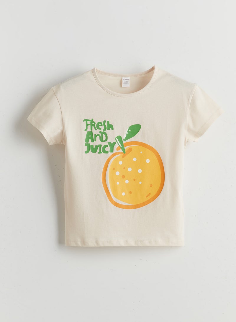 ال سي وايكيكي تيشيرت بناتي مطبوع برقبة دائرية - Image 1